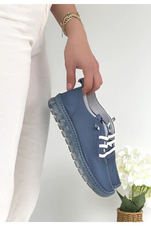 Jiten Mavi Deri Bağcıklı Spor Ayakkabı