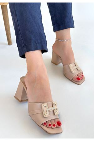 Erew Bej Cilt Topuklu Terlik