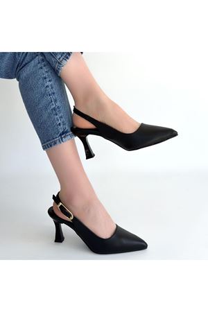 Hies Siyah Cilt Topuklu Ayakkabı