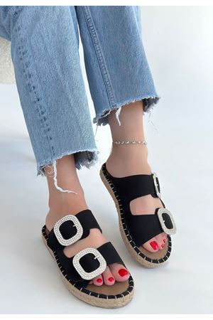 Hertas Siyah Nubuk Tokalı Terlik