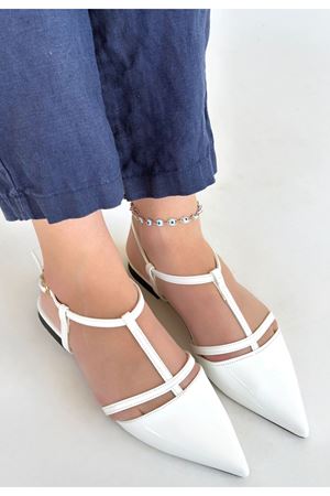 Canca Beyaz Rugan Babet Ayakkabı