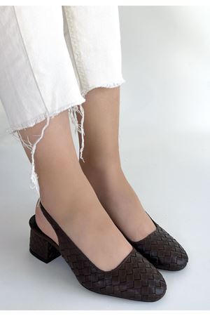 Dier Kahverengi Cilt Topuklu Ayakkabı