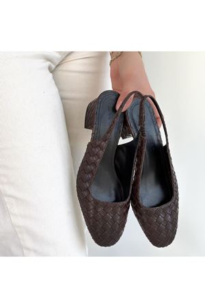 Dier Kahverengi Cilt Topuklu Ayakkabı