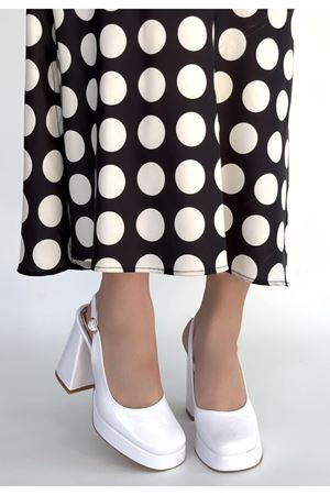 Zuda Beyaz Rugan Platform Topuk Ayakkabı