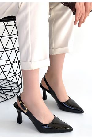 Hies Siyah Rugan Topuklu Ayakkabı