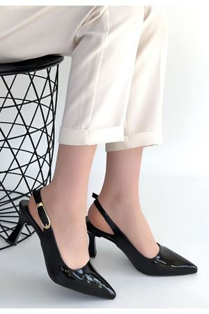 Hies Siyah Rugan Topuklu Ayakkabı