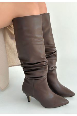 Zelya Kahverengi Cilt Topuklu Çizme