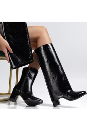 Wila Siyah Parlak Topuklu Tak Çıkar Çizme