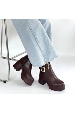 Pinma Kahverengi Cilt Topuklu Bot