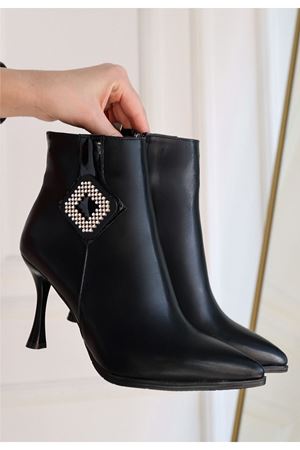 Moose Siyah Cilt Topuklu Bot