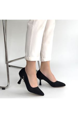 Jedi Siyah Süet Topuklu Ayakkabı