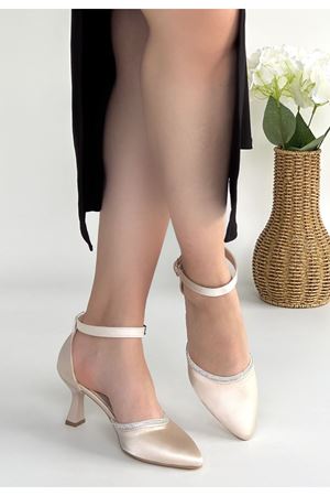 Mejja Bej Saten Topuklu Ayakkabı