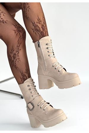 Linma Bej Nubuk Bağcıklı Topuklu Bot