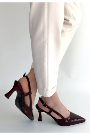 Hoost Bordo Rugan Topuklu Ayakkabı