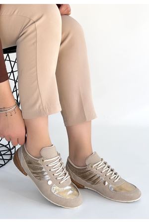 Jawen Bej Nubuk Gold Detaylı Spor Ayakkabı