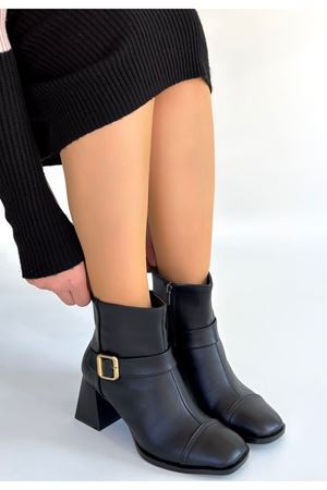Mejjo Siyah Cilt Topuklu Bot