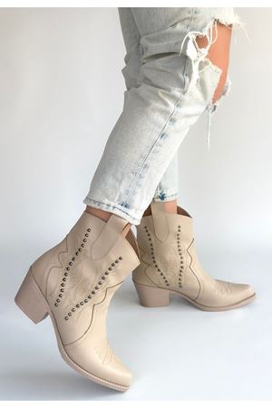 Matin Bej Cilt Topuklu Bot