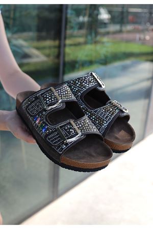 Edaj Kahverengi Nubuk Boncuk İşlemeli Terlik