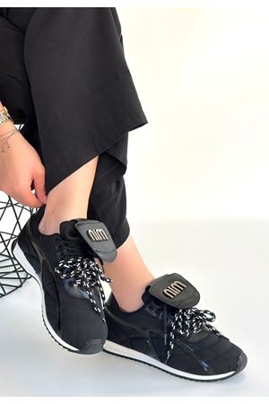 Dissa Siyah Cilt Bağcıklı Paraşüt Detaylı Spor Ayakkabı