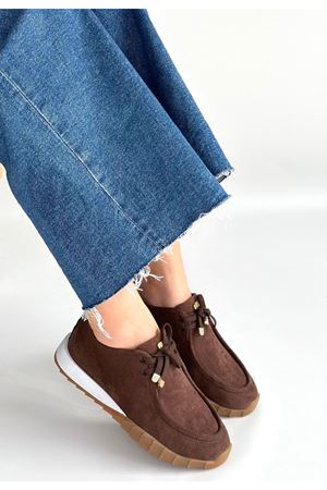 Sier Kahverengi Süet Bağcıklı Spor Ayakkabı
