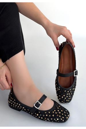 Moden Siyah Süet Babet Ayakkabı