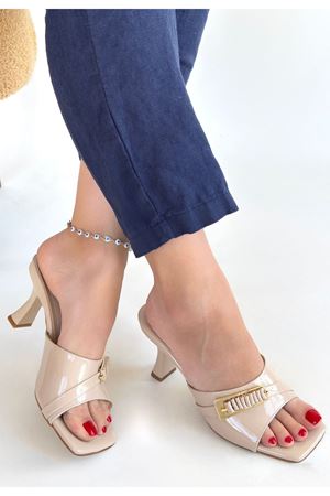 Sief Bej Rugan Topuklu Terlik