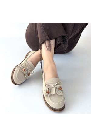 Boriy Bej Deri Tozu Süet Babet Ayakkabı