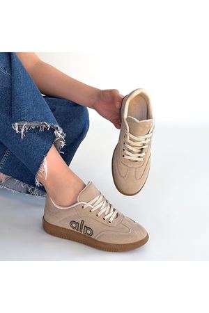 Lendo Bej Süet Bağcıklı Spor Ayakkabı