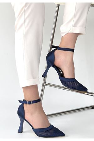 Keny Lacivert Saten Topuklu Ayakkabı