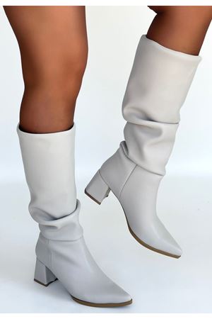 Pitay Bej Cilt Topuklu Çizme