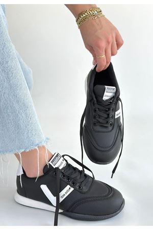 Jowen Siyah Cilt Beyaz Detaylı Bağcıklı Spor Ayakkabı