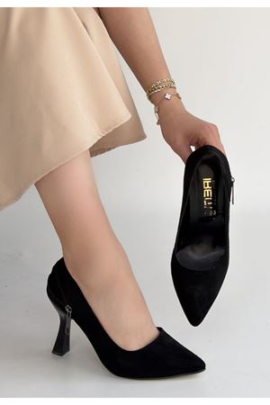 Retta Siyah Süet Topuklu Ayakkabı