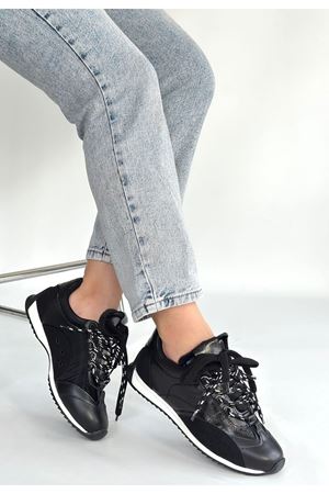 Reat Siyah Cilt Bağcıklı  Paraşüt Detaylı Spor Ayakkabı