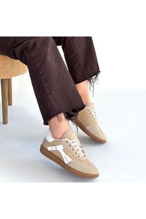 Mier Bej Cilt Bağcıklı Spor Ayakkabı
