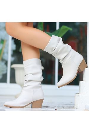 Yior Bej Cilt Topuklu Bot