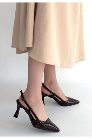 Hoost Kahverengi Rugan Topuklu Ayakkabı