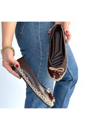 Ilwe Kahverengi Cilt Babet Ayakkabı