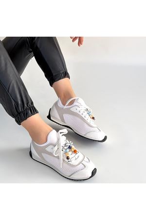 Riaf Beyaz Cilt Bağcıklı Spor Ayakkabı
