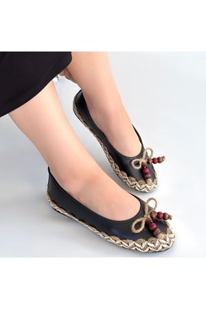Ilwe Siyah Cilt Babet Ayakkabı