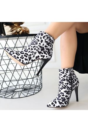 Blan Zebra Saten Topuklu Bot