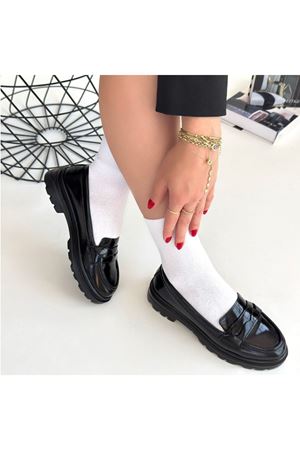 Narli Siyah Rugan Oxford Ayakkabı