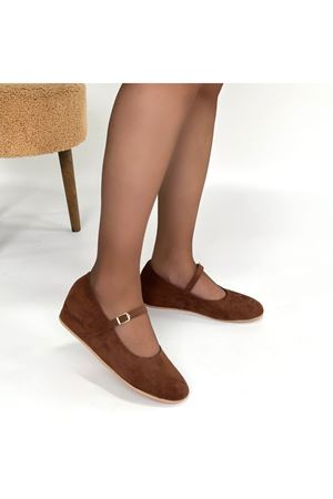 Lossa Taba Süet Kemerli Babet Ayakkabı