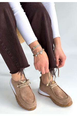 Sier Bej Süet Bağcıklı Spor Ayakkabı