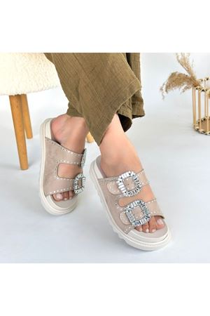 Juana Bej Nubuk Taşlı Terlik