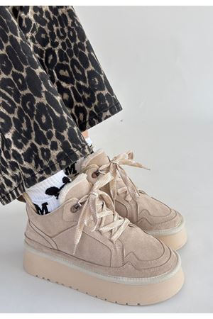 Muden Bej Süet Bağcıklı Bot