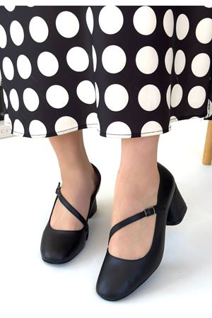 Kier Siyah Cilt Topuklu Ayakkabı