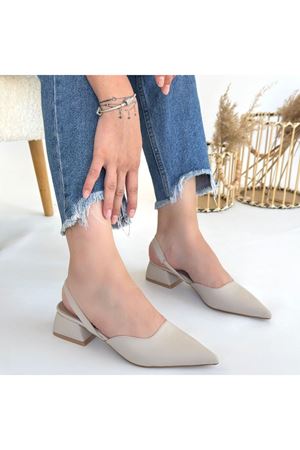 Jenti Bej Cilt Topuklu Ayakkabı