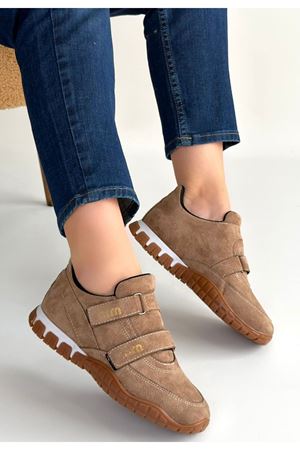 Tunga Bej Süet Cırt Cırtlı Spor Ayakkabı