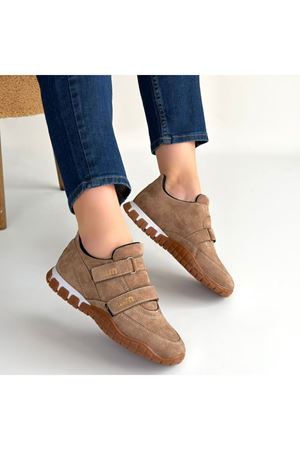 Tunga Bej Süet Cırt Cırtlı Spor Ayakkabı