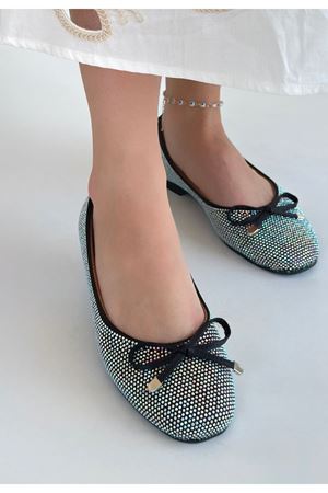 Potte Siyah Saten Babet Ayakkabı